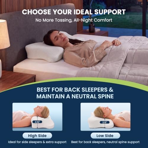 Sweetcrispy King Cervical Pillow for Neck and Shoulder - 2 Pack Ergonomic Memory Foam Pillows, Contour Side Sleeper for Adults, Cooling Orthopedic Neck Support for Back Stomach Sleepers, White - Image 6
