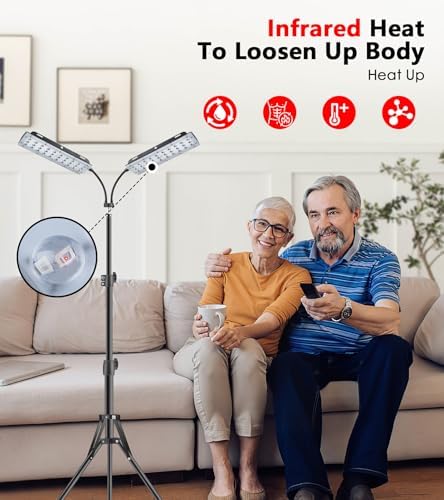 Red Light Therapy for Face Body, Astarexin Dual-Headed Infrared Light Therapy Lamp with Stand - 660nm Redlight and 850nm Near Infrared Light Therapy Device for Fully Body Pain Relief - Image 3