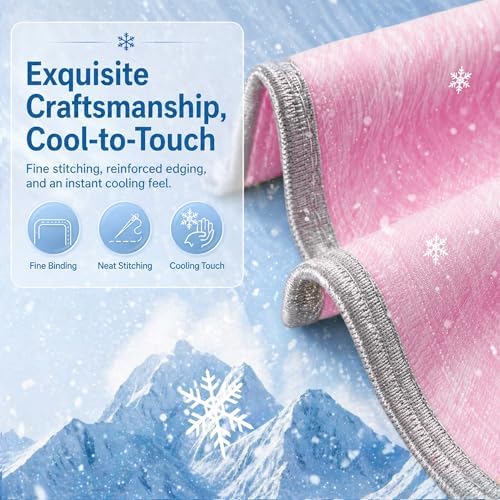 Cooling Blanket for Hot Sleepers - Lightweight Breathable Cool Cold Blanket - Keep Cool for Night Sweats, Soft Thin Ice Throw Blankets for Bed Couch Sofa, (Pink, 50"x70") - Image 7