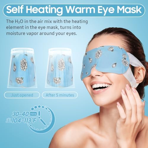 BeHoomi 20 Packs Steam Eye Mask, Heated Eye Mask Warm Compress for Eyes, Disposable Self Heating Steam Mask for Home, Sleep, Spa, Travel Essentials & Relaxation Gifts for Women (Jasmine) - Image 5