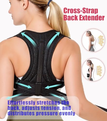 Posture Corrector for Women & Men Adjustable Lightweight Upper Back Brace Support Improve Posture Support Belt for Scoliosis Pain Relief From Shoulder Back Correct Hunchback（Black,X-Large） - Image 3