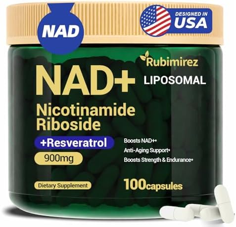 NAD+ Supplement with, Nicotinamide Riboside & Resveratrol 900mg – Anti-Aging Support for Women & Men, NMN Alternative, Vegan Non-GMO - 100 Capsules by Unknown