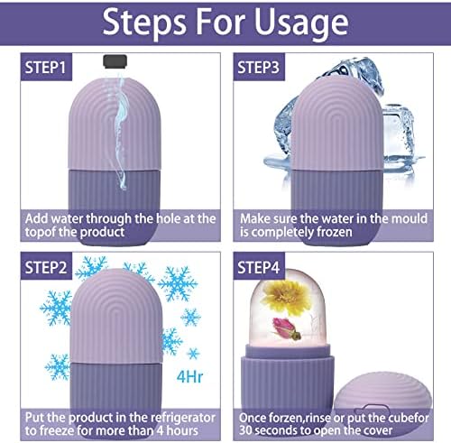 XHJRI Ice Face Roller Massager,Ice Cube Roller for Face, Eyes and Neck Naturally Conditioning and Skin Care,De-Puff Eye Bags,Reduce Migraine Pain,Reusable Massage Silicone Ice Mold (Purple) - Image 6