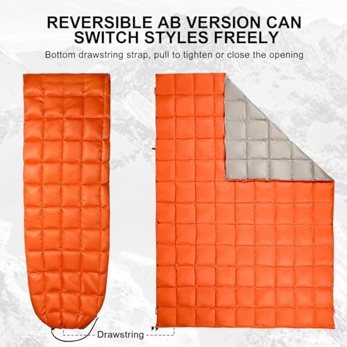 Down Camping Blanket - Lightweight, Packable, Warm & Puffy Outdoor Travel Quilt for Sleep, Hiking, Backpacking, Stadium, Festivals, Water-Resistant Sleeping Bag 55"x79" - Image 6