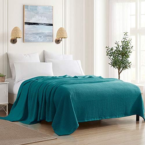 Sweet Home Collection 100% Fine Cotton Blanket Luxurious Weave Stylish Design Soft and Comfortable All Season Warmth, Full/Queen, Teal(Pack of 1) by SweetHomeCollection