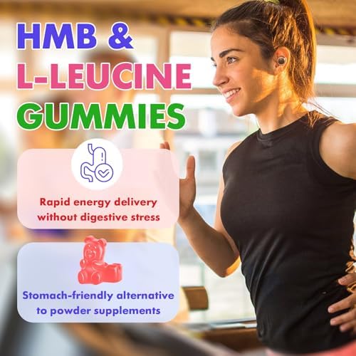 HMB & L-Leucine 3000mg with Calcium Gummies - Muscle Support & Recovery for Adults & Elderly, Vegan, Gluten Free, 60 Gummies - Image 7