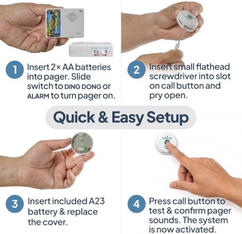 Smart Caregiver Pager System with 2 Call Buttons for Elderly Assistance, Fall Prevention, and Nurse Calling | Wearable Wireless Pager for Patient Help at Home | USA-Based Company and Customer Support - Image 4