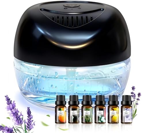 Water Based Air Purifier with Essential Oil Diffuser Pack, Air Washer with 7 Color LED Night Light, Air Revitalizer Includes 6x10ml Essential Oil Aroma Diffuser for Home, Office, Pet by apairpleasure
