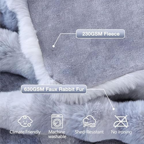 ORINOVA Tie-dye Blue Twin Cozy Faux Fur Blanket for Couch Bed Living Room 60x80 Furry Soft Fluffy Thick Warm Throw Blanket for Winter Home Gifts 860 GSM - Image 6