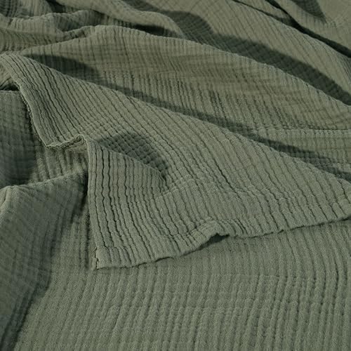 Muslin Blanket - Pure 100% Turkish Cotton Airy Soft Light Versatile Gauze Throw Blanket for Bed, Couch, Sofa (Khaki Green, Throw Size (50" x 66" inch)) - Image 6