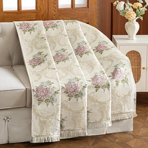 Loom and Mill Jacquard Floral Throw Blankets for Bed, Pearly Beige, 52"x72” - Image 7