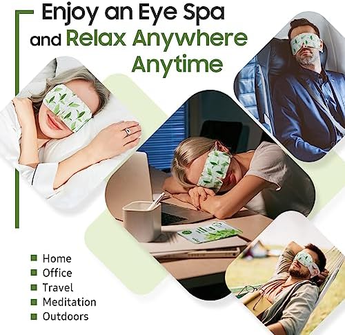 BeHoomi 20 Packs Steam Eye Mask, Heated Eye Mask Warm Compress for Eyes, Disposable Self Heating Steam Mask for Home, Sleep, Spa, Travel Essentials & Relaxation Gifts for Women (Green Tea) - Image 6