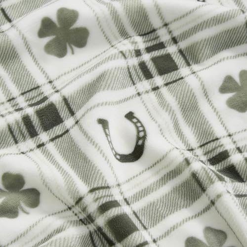 Lucky Brand 50" x 70" Plush Throw Blanket, Clover Horseshoe Plaid Sage Green Blanket for Sofa or Bed - Image 5