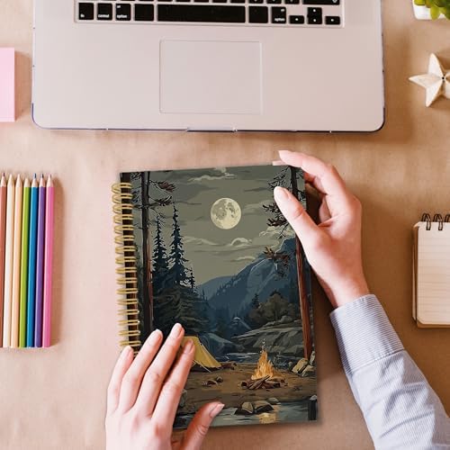 XPH Vintage Mountain Forest Camping Spiral Notebook, Camper Gifts Journaling Notebooks for Women, Rustic Campsite Landscape Hardcover Journals for Writing 160 Pages 5.5 x 8.3 Inch, Camping Gifts - Image 5