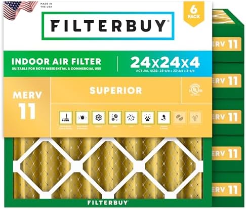 Filterbuy 24x24x4 Air Filter MERV 11 Pet & Allergy Defense (6-Pack) by Filterbuy