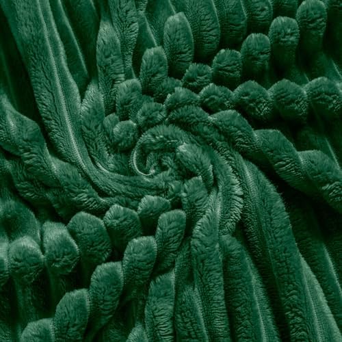 Bnuitland Dark Green Flannel Throw (50X71 inches),300GSM Super Soft Fleece Stripe Pattern Sofa Blanket, Lightweight Cozy Bed Throw for Home Decor All Season - Image 6