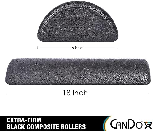 CanDo Black Composite High-Density Foam Rollers for Muscle Restoration Massage Therapy Sport Recovery and Physical Therapy 6" x 18" Half-Round - Image 2
