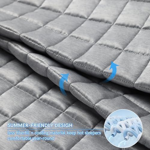 YnM Cooling Weighted Blanket for Adults, 40lbs Heavy Bed Throw Comforter with 100% PE Fabric, Ideal for Hot Sleepers or Summer Days(88x104 Inches for Queen/King Bed, 40 Pounds, Grey) - Image 3
