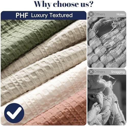 PHF Lightweight Waffle Weave Throw Blanket 50"x 60", Soft Woven Summer Blanket for Hot Sleepers - Aesthetic Home Decor for Couch Bed Sofa, Pet Friendly, Cream - Image 3