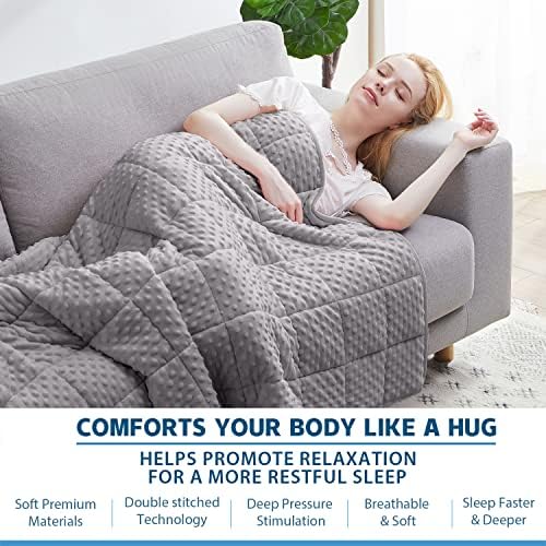 Huloo Sleep Weighted Blanket Queen 20lbs for Adult(60"×80",Gray) Breathable Soft Minky Weighted Throw Blanket for All Season,Heavy Blanket with Premium Glass Beads - Image 4