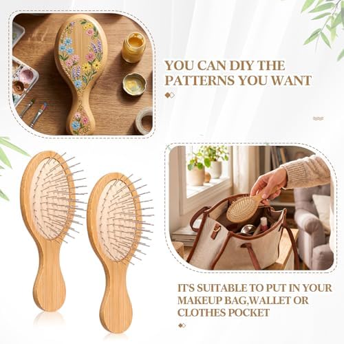 FoldTier 6 Pack Mini Bamboo Hair Brush with Metal Bristles - Image 6