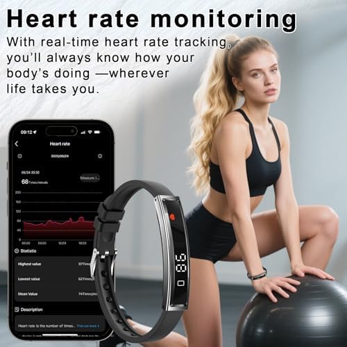 Efolen Smart Bracelet for Women,Ultralight Fitness Tracker Smart Wristband with Heart Rate/Blood Oxygen/Sleep Monitor/Pedometer,Slim Smartwatch for Android iPhone,Activity Tracker,2 Band,Black - Image 4