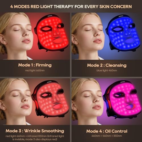 Morfone Red Light Therapy Mask for Fcae，4 Modes, Infrared Skin Care Device - Image 2