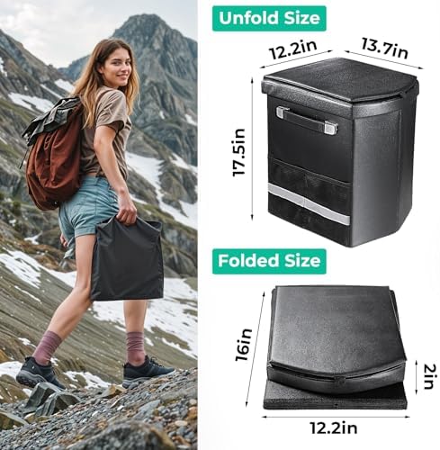 2026 Upgraded XL Portable Toilet for Adults,Tall Camping Toilet with Lid and Convenient Carry Bag, Portable Potty for Camping, Hiking, Car Travel,Truck, RV, Boating, Road Trips, Beach (Black, 17.5''H) - Image 3