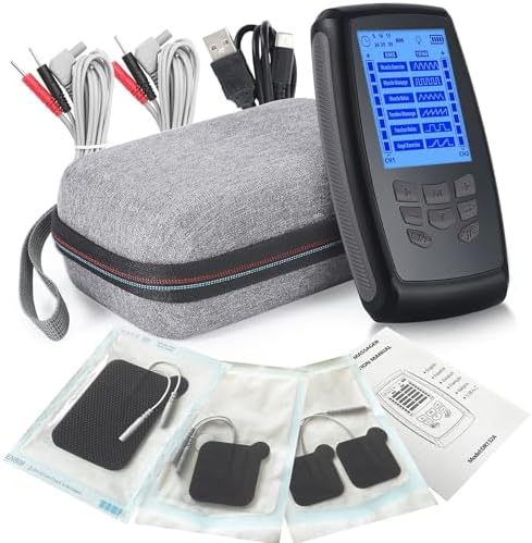 TENS Unit Muscle Stimulator for Pain Relief, Dual Channel EMS Massager Device with LCD Display, Meridian Pulse Massage Patch for Home Use Full Body Cervical Spine Lumbar Shoulder Muscle by SCHBIT