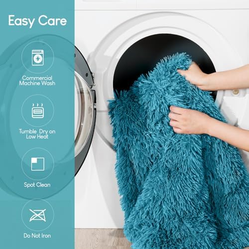 Cottonblue Weighted Blanket 15lbs, Sherpa Faux Fur Reversible Luxury Snugly Long Fur Warm Heavy Blanket 60x80 inches, Warm Plush Sherpa Weighted Blanket Queen Size for Couch Sofa Bed, Teal Green - Image 6