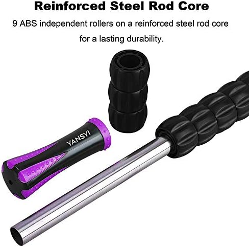 YANSYI Professional 9-Roller Deep Tissue Massage Stick - Portable Muscle Recovery Roller for Athletes, Relieves Post-Workout Soreness & Leg/Back Pain - Portable Physio Tool (Purple) - Image 5