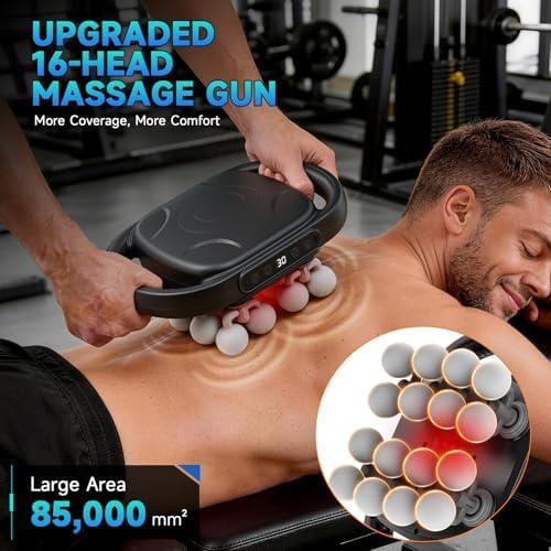 16 Head Massage Gun Deep Tissue, 10/20/30Mins Electric Back Muscle Massager - Image 4