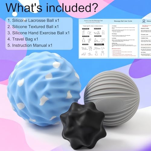 HODEMI Spiky Massage Ball Set, 3 Pack Spiky Ball, Ribbed Massage Ball & Trigger Point Ball for Deep Tissue Massage and Myofascial Release for Back, Neck, Hip, Shoulder and Foot with Mesh Bag - Image 2
