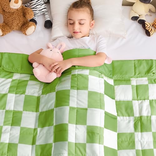 yescool Green Checkered Weighted Blanket 10 Pounds Plaid Weighted Throw Blanket, Twin Heavy Blanket, Tartan Bed Throw Blanket Gifts for 80-110lbs, 40"x60" by yescool
