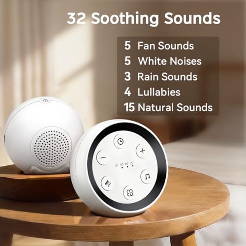 Portable Sound Machine White Noise Machine for Baby Kids Adults Sleeping with 32 Soothing Sounds 32 Volume Levels Brown Noise Machine with 4 Timer Memory Funtion for Travel Office Privacy - Image 2