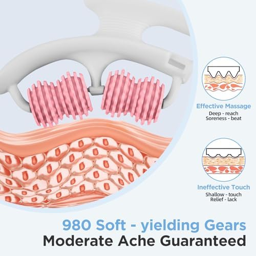 Cellulite Massage Tool - Lymphatic Drainage Massager - Muscle Roller, Deep Fascia Massage, Dimpled Skin Removal, Legs/Thighs/Buttocks, Anti-Cellulite Roller, Smooth Skin (14 Wheel - Pink) - Image 3