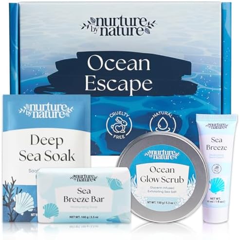 Nurture by Nature Bath Gift Set for Women - Birthday Gifts for Women, 4 Piece Vegan Spa Gift with Body Scrub, Bath Salts, Soap & Hand Cream, Self Care Christmas Gift, Gifts for Her, Gift for Mom by NurturebyNatureBotanicals