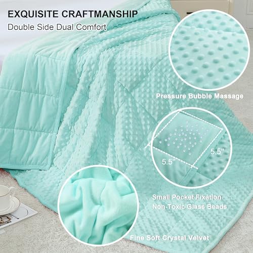 Alomidds Weighted Blanket, Luxury Velvet Weighted Blankets,Warm and Breathable Soft and Comfort Minky, Cute Heavy Blanket with Premium Glass Beads (36"x48" 5LBS, Teal) - Image 2