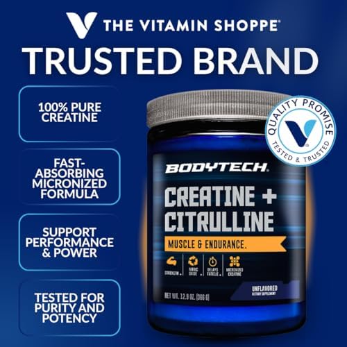 BodyTech Creatine Monohydrate + Citrulline Powder, Unflavored, 30 Servings - Image 2