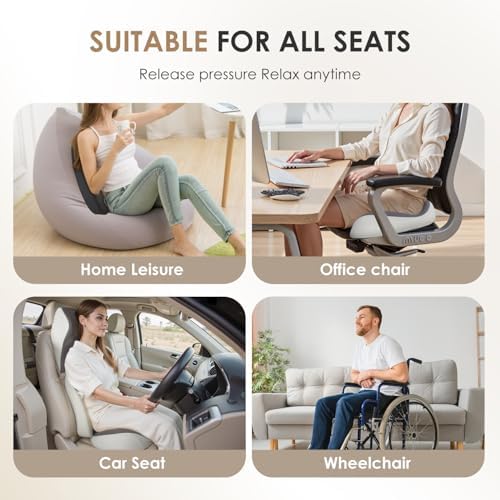 FLORICH Car Seat Cushion & Lumbar Support Pillow & Car Neck Pillow for Driver Car Office Chair, Ergonomic Memory Foam Car Cushion & Back Support Pillow for Sciatica Pain Relief - Black - Image 7