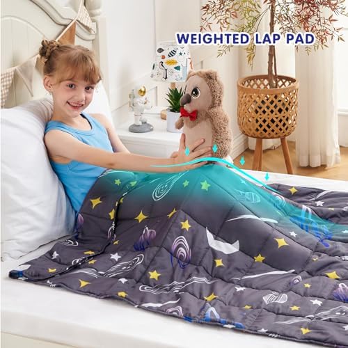 yescool Star Weighted Blanket 10 Pounds Twin Cooling Weighted Blanket, Galaxy Moon Heavy Blanket for Sleeping, Weighted Throw Blanket Gifts for 80-110lbs, 40"x60" - Image 2