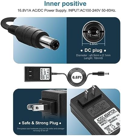 16.8V AC/DC Massage Gun Charger Adapter Compatible with LifePro Sonic, Sonic Mini,Fusion X, Sonic Pro, Youdgee H1 Mini, Mebak 3, Cryotex, DamKee DK-01 02, Wattne W2 W1, jetbus, Sportneer Massage Gun - Image 2