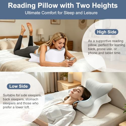 Cervical Neck Pillow for Pain Relief, Ergonomic Reading Pillow for Bed - Image 2