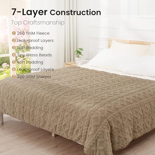 Drewin Weighted Blanket Queen Size 15lbs for Adults,Brownish White,60"x80" - Image 5
