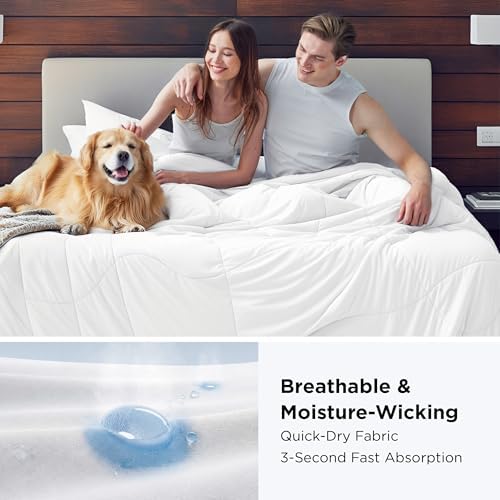 Bedsure Cooling Comforter Twin XL - Cooling Blankets for Hot Sleepers, Lightweight Comforter for Summer with Dual-Sided Cool Tech, Soft Breathable Cold Blanket for Sleeping, White, 68x92 Inches - Image 3