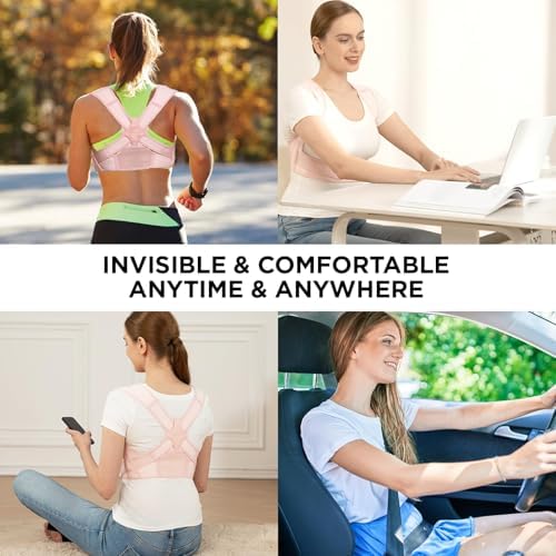 Vicorrect Posture Corrector for Women and Men: Adjustable Brace Straps for Upper Back Pain Relief and Shoulder Support (Pink S/M) - Image 4