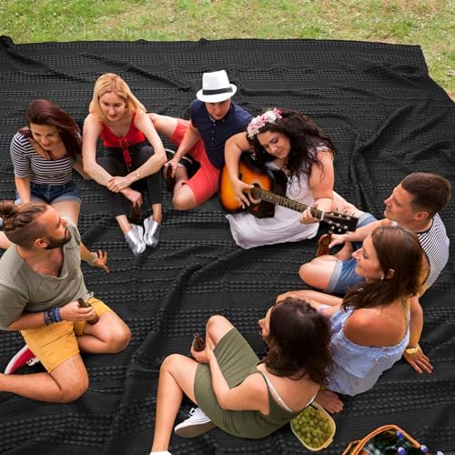 PHF 100% Cotton Waffle Weave Blanket Oversized King for Bed 120"x120"- Giant Big Lightweight Blanket 10'x10' for Bed Sofa - Aesthetic Extra Large Washed Cotton Soft Blanket - Black - Image 4