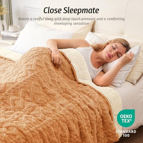 Wemore Soft Weighted Blanket for Adults 15 lbs 60" x 80" Orange-Yellow - Image 3