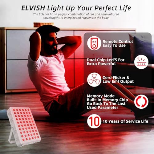 Red Light Panel for Body and Face, 660nm Red 850nm and Near Infrared, Remotcontrol 60 LEDs Red Light Therapy Panel, Used to Promote Sleep, Improve The Body, Relieve Muscle Fatigue - Image 5