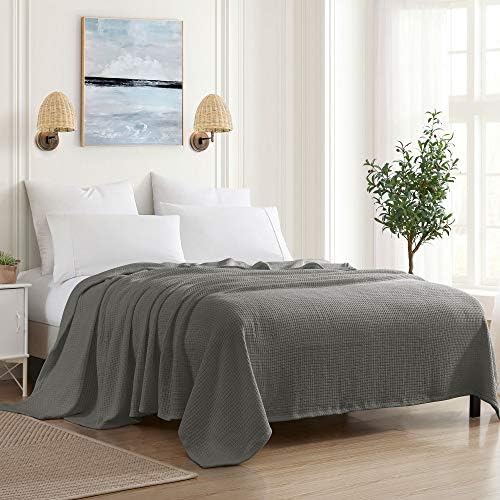 Sweet Home Collection 100% Fine Cotton Luxurious Basket Weave Blanket, Dark Gray King (Pack of 1) by SweetHomeCollection